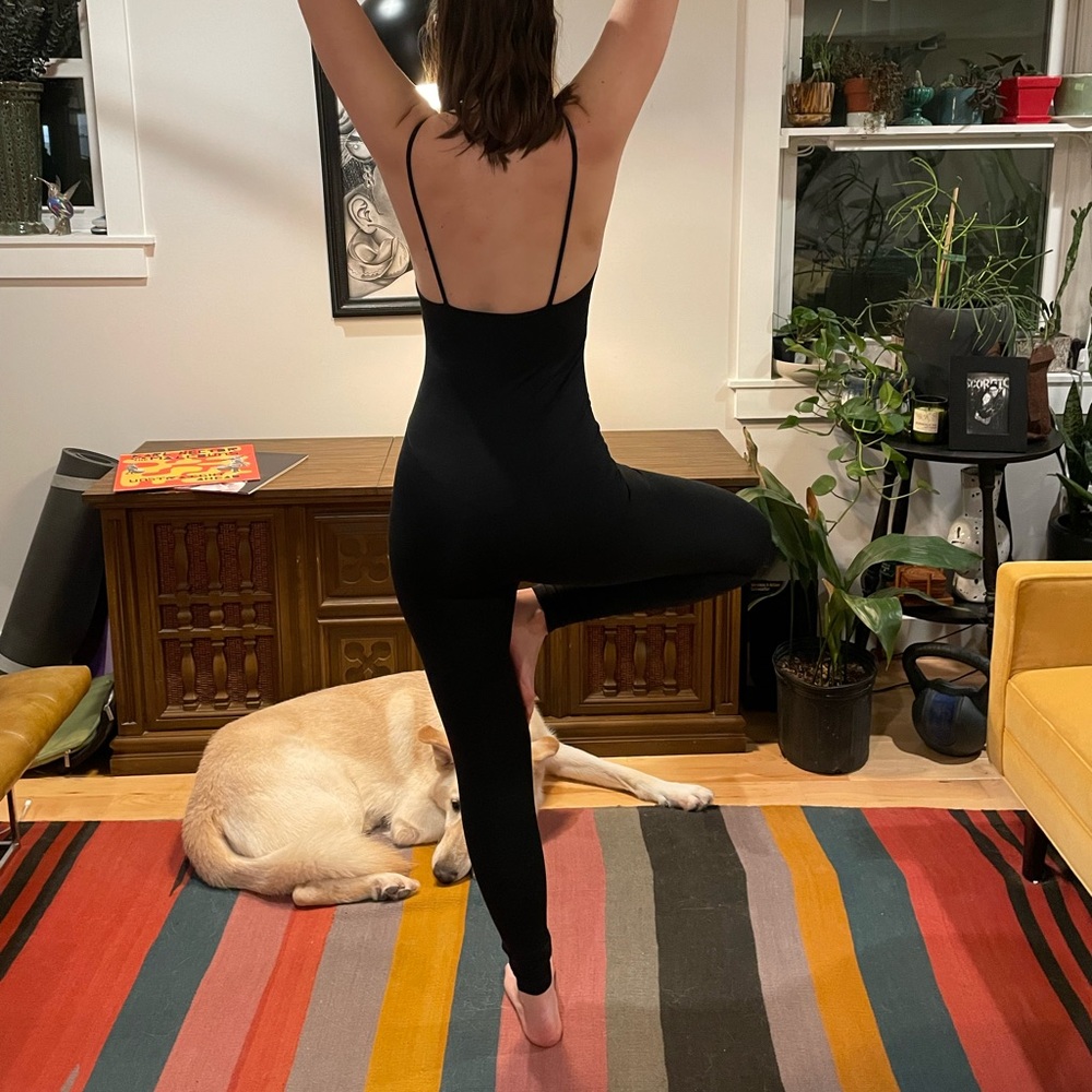 Girlfriend Collective Black Unitard Bodysuit M